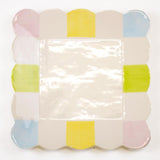 Candy Stripe Scalloped Square Platter White