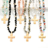 Natural Stone Cross Necklace