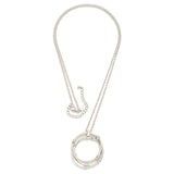 Silver Double Bamboo Hoop Pendant Necklace