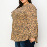 Taupe Leopard Luxe Bubble Sleeve Sweater (3X-5X)