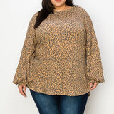 Taupe Leopard Luxe Bubble Sleeve Sweater (3X-5X)