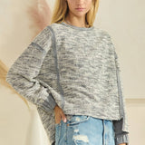 Heathered Jacquard Fabric Pullover Sweater: