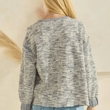 Heathered Jacquard Fabric Pullover Sweater: