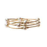 8mm Crystal White Blessing Bracelet with Gold-filled Links: S