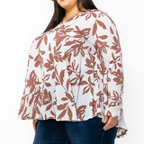 Mocha Blossom V-Neck Tunic (3XL-5XL)