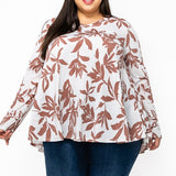 Mocha Blossom V-Neck Tunic (3XL-5XL)