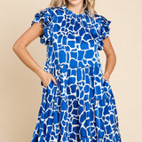 Curvy Royal Satin Print Dress