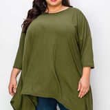 Effortless Elegance Olive Side Drape Top (3XL-5XL)