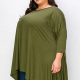 Effortless Elegance Olive Side Drape Top (3XL-5XL)