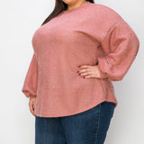 Blush Beauty Bubble Sleeve Sweater (3XL-5XL)