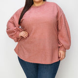 Blush Beauty Bubble Sleeve Sweater (3XL-5XL)