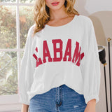 Curvy White Alabama Ribbed Puff Sleeve Top