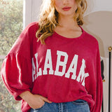 Curvy Burgundy Alabama Ribbed Puff Sleeve Top