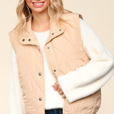 Taupe Button Down Quilted Vest