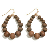 Brown Wood Bead Teardrop Earrings