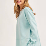 Blue Tunic Top + Straight Pants Travel Modal Set