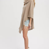 Asymmetrical Cowl Neck Poncho