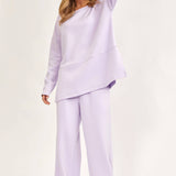 Lilac Plus Size Tunic Top + Straight Pants Travel Modal Set