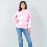 Pink Sweater with Small White Bows