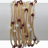 Gold Wired Stretch Bracelets with Maroon and White Gameday Crystal Accents