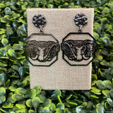 Antique Finish Filigree Elephant Earrings