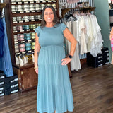 Dark Teal Charm Smocked Midi