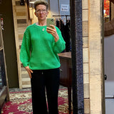 Green Waffle Knit Sweater