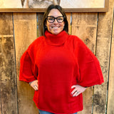 Red3/4 Sleeves Turtleneck