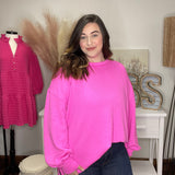 Pink Elegance Plus Size Crewneck Top