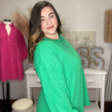 Evergreen Elegance Plus Size Crewneck Top