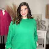 Evergreen Elegance Plus Size Crewneck Top