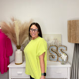 Lime Zest Ribbed Short Sleeve Top