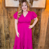 Magenta Midi Dress