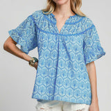 Blue Eyelet Top