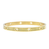 Gold Stainless Steel with Small Open Cross Cut Outs Hinged Bracelet