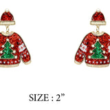 Christmas Sweater Metal 2" Earring