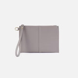 Morning Dove Grey Vida Small Pouch in Micro Pebbled Leather