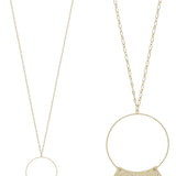 Gold Open Circle with Fanned Shape 32" Necklace