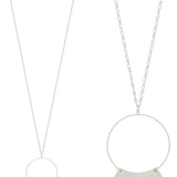 Silver Open Circle with Fanned Shape 32" Necklace