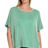 Curvy Kelly Green Ribbed Stripped Top