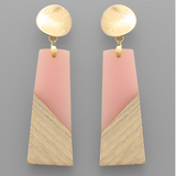 Wood & Resin Trapezoid Earrings