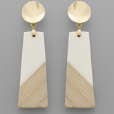 Wood & Resin Trapezoid Earrings