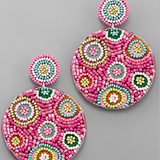Color Beads Round Earrings