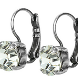 Medium Leverback Earrings in Clear - Rhodium