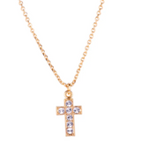 Petite Cross Pendant in "Clear" - Yellow Gold