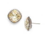 Crystal Champagne Cushion-Cut Solitaire Stud Earrings