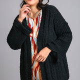 Black Folded Sleeve Cardigan