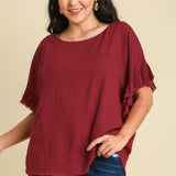 Frayed Elegance Linen Blend Top