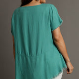 Jade Frayed Hem Linen Top