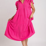 Curvy Hot Pink Midi Dress